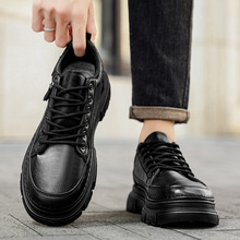 男鞋2025新款秋季英伦商务休闲皮鞋运动厚底时尚黑色低帮马丁潮鞋