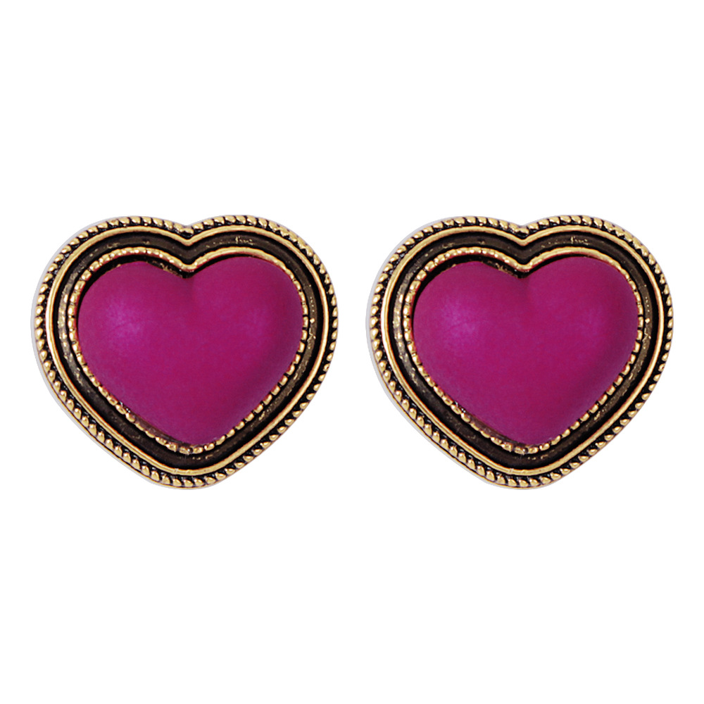 Fashion Multicolor Retro Heart-shape Earrings display picture 4