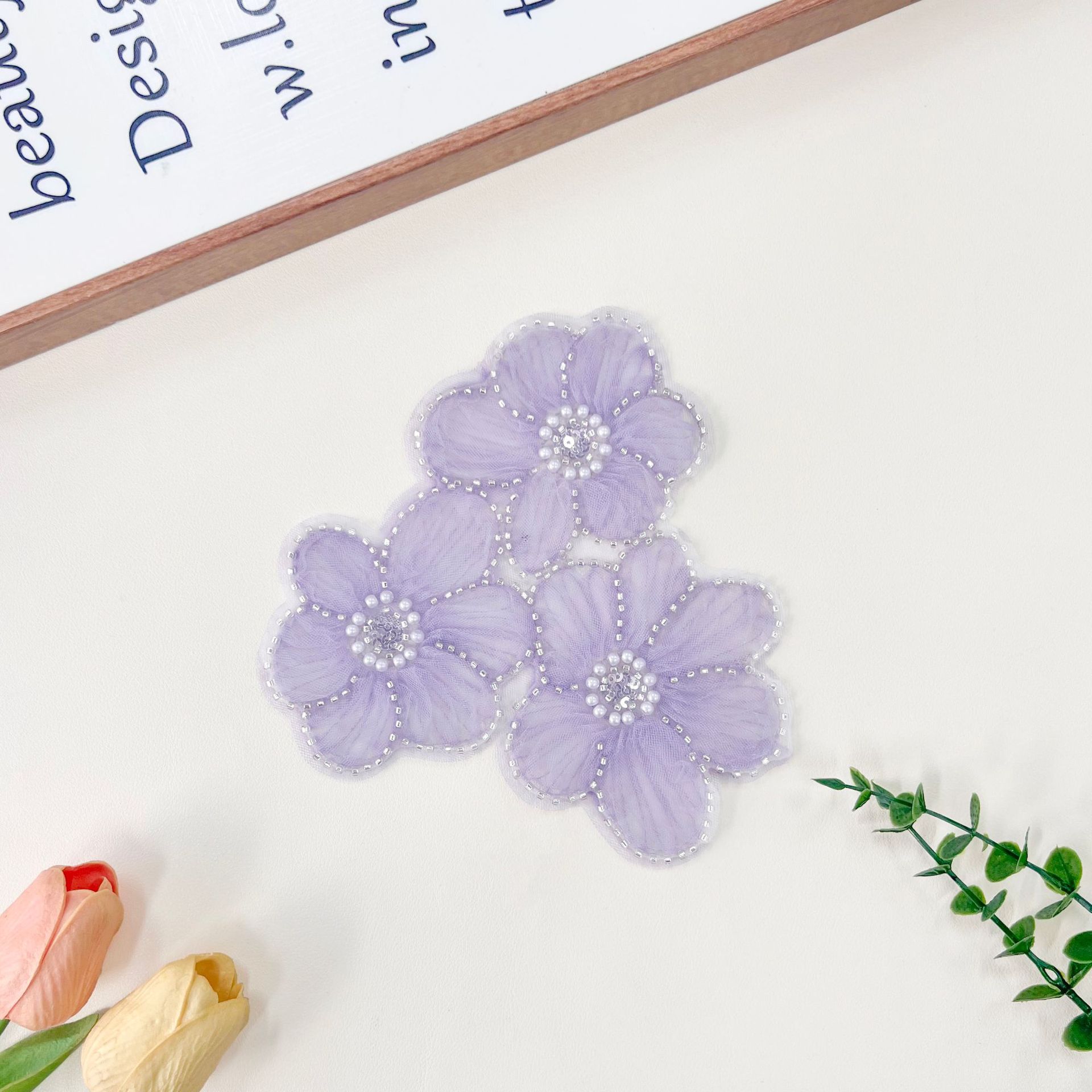 Nuevo 3 - en - 1 tridimensional flor de clavos pesados cuentas de encaje pegado DIY vestido vestido de perlas accesorios