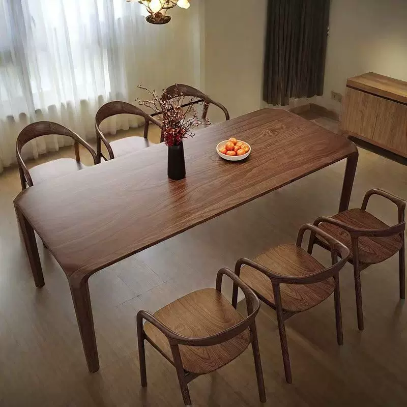 北欧进口松木整装实木望月桌餐桌长方形饭桌茶桌家用轻奢简约书桌