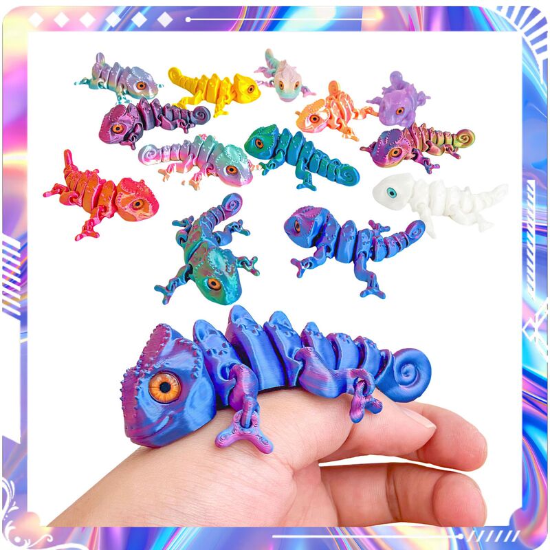 Cross-Border Popular 3D Printed Color-Changing Lizard Artificial Eye Ornaments with Movable Joints Model Creative Hand-Made Gifts
