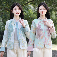 2025春秋新款国风刺绣外套女新中式短款女士开衫唐装复古盘扣上衣