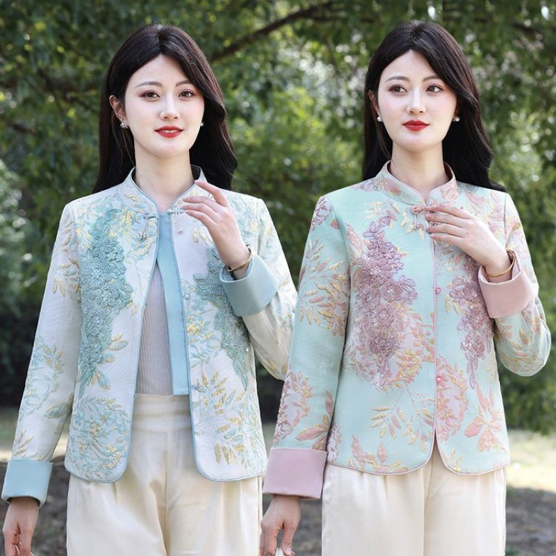 2025春秋新款国风刺绣外套女新中式短款女士开衫唐装复古盘扣上衣|undefined