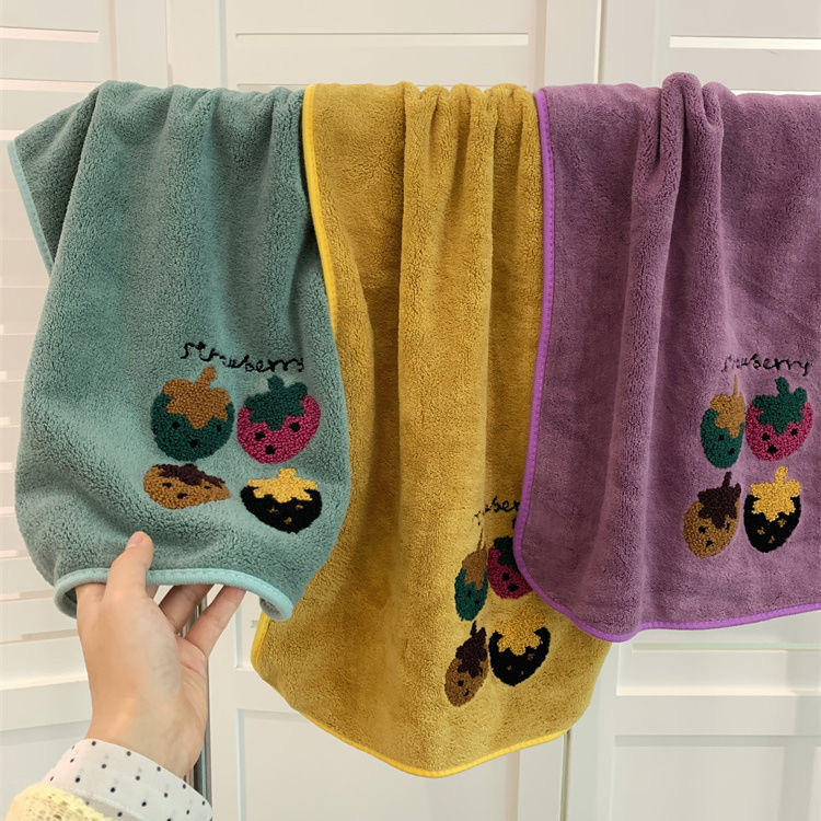 Thickened Coral Fleece Embroidered Personalized Large Towel Bath Towel Absorbent No Hair Drop No Falling Soft Skin-Friendly Plain Face Towel Thickened Coral Fleece Embroidered Personalized Large Towel Bath Towel Absorbent No Hair Drop No Falling Soft Skin-Friendly Plain Face Towel