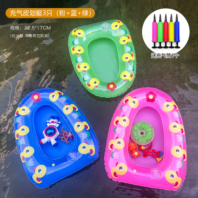 공기주입식 카약 3개(파란색 + 분홍색 + 녹색)에는 공기주입식 실린더가 함께 제공됩니다.