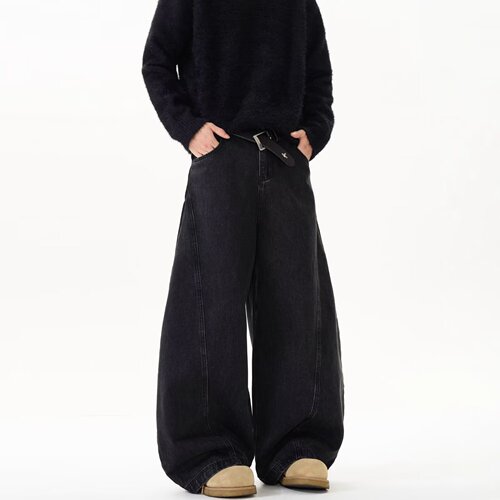 Vintage Wide Leg Bifurcation Jeans for Men - Autumn/Winter Trend Brand Straight Leg Loose Casual Wide Leg Long Pants