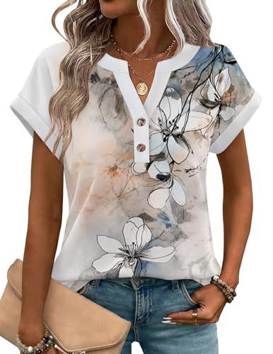 2026 Cross-Border Foreign Trade Independent Site Summer New Heart-Shaped Flower Print Versatile V-Neck_ecoleips.com