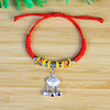 Woven red rope bracelet handmade, ethnic birthday charm, silver lock, ethnic style