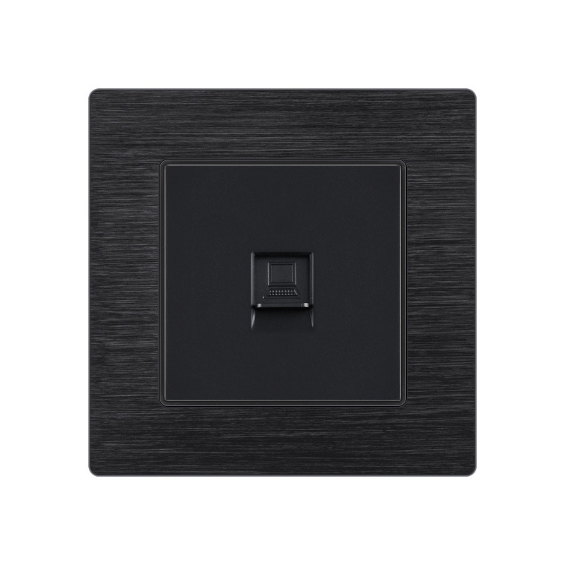 外贸通用86型黑色铝拉丝暗装面板家用无线网络电脑TV电话宽带插座