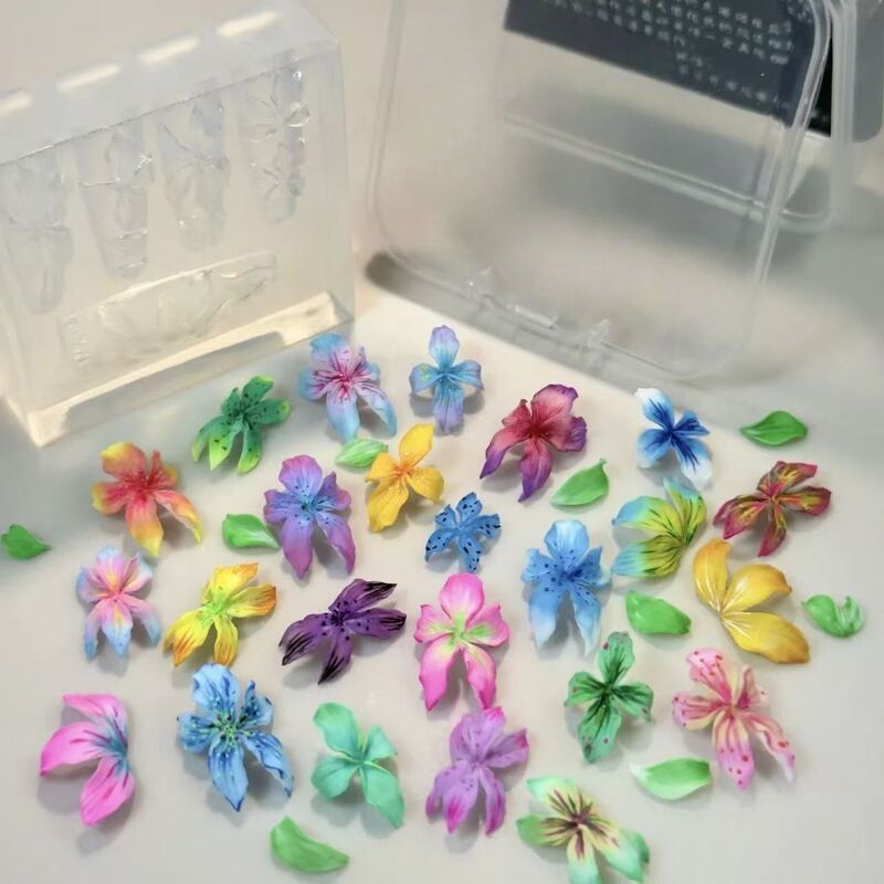 Hot-Selling Tropical Flower Artistic Conception Hand-Carved High-Transparency Nail Mold Carved Silicone Creative Nail DIY Mold