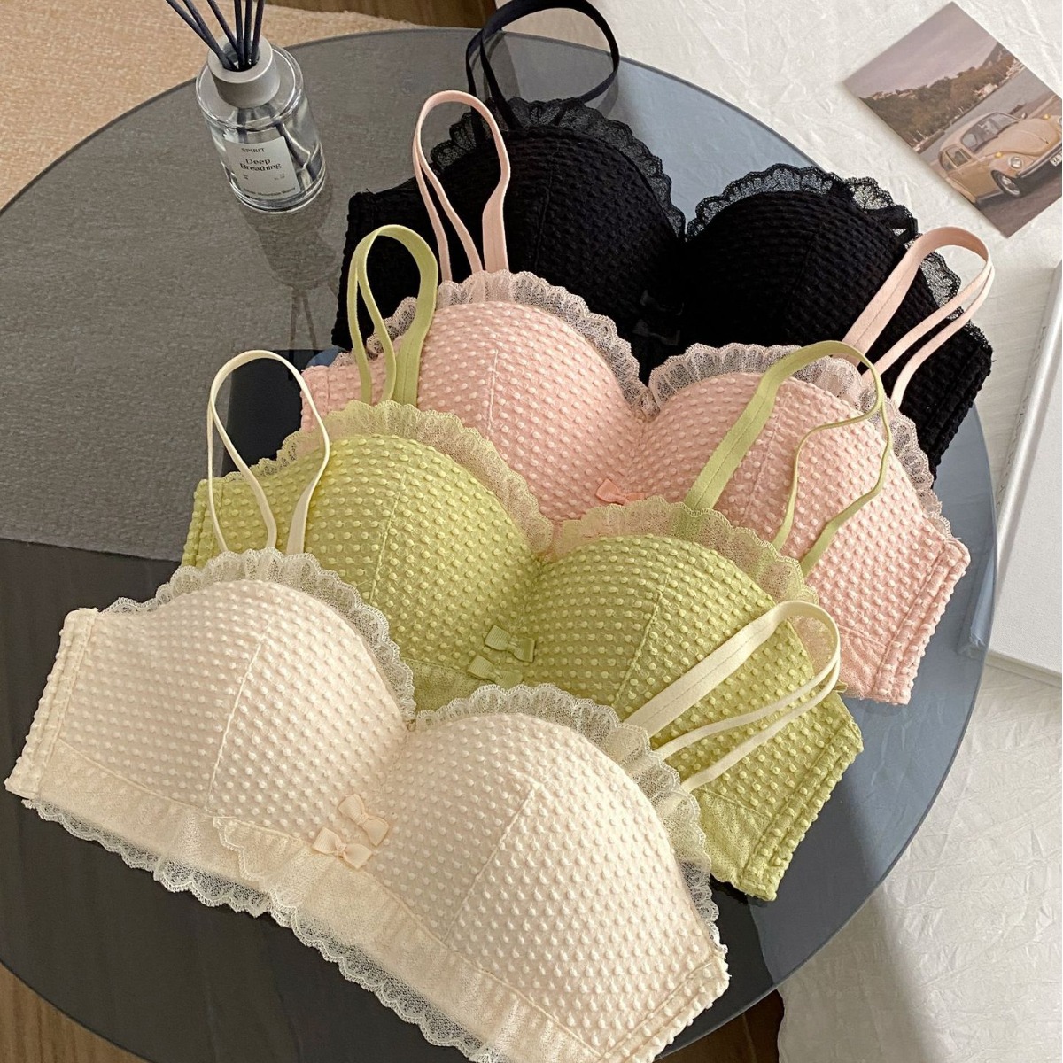 Pecho pequeño que no deja marcas, dos desgaste, recolección lateral, soporte superior, antideslizante, leche auxiliar, ropa interior cómoda, sujetador de texto para niña sin ropa interior