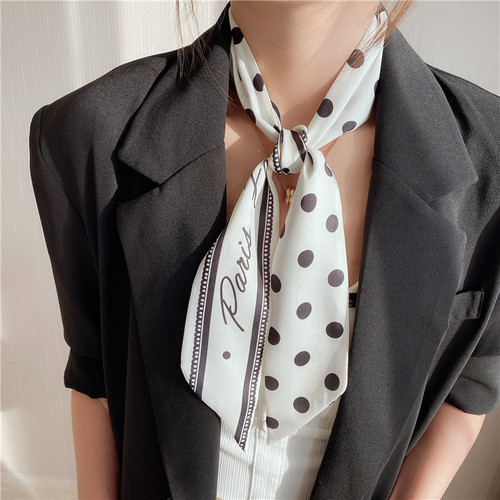 Korean-style wave point long strip small silk scarf wrist band hair tie hairpin binding pack ribbon simple versatile scarf decoration