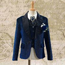 跨境儿童西装礼服舞台歌唱比赛速卖通欧美小男孩主持人演出西服