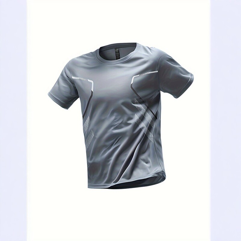 Men's quick-dry sports short-sleeve T-shirt, round neck, breathable fitness training wear, summer thin elastic slim-fit men's clothing Men's quick-dry sports short-sleeve T-shirt, round neck, breathable fitness training wear, summer thin elastic slim-fit men's clothing