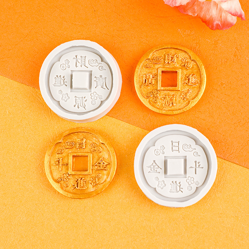 Suerte flores florecen y ricos negocios está en auge placa antigua moneda de silicona molde DIY creativo etiqueta engomada del refrigerador colgante