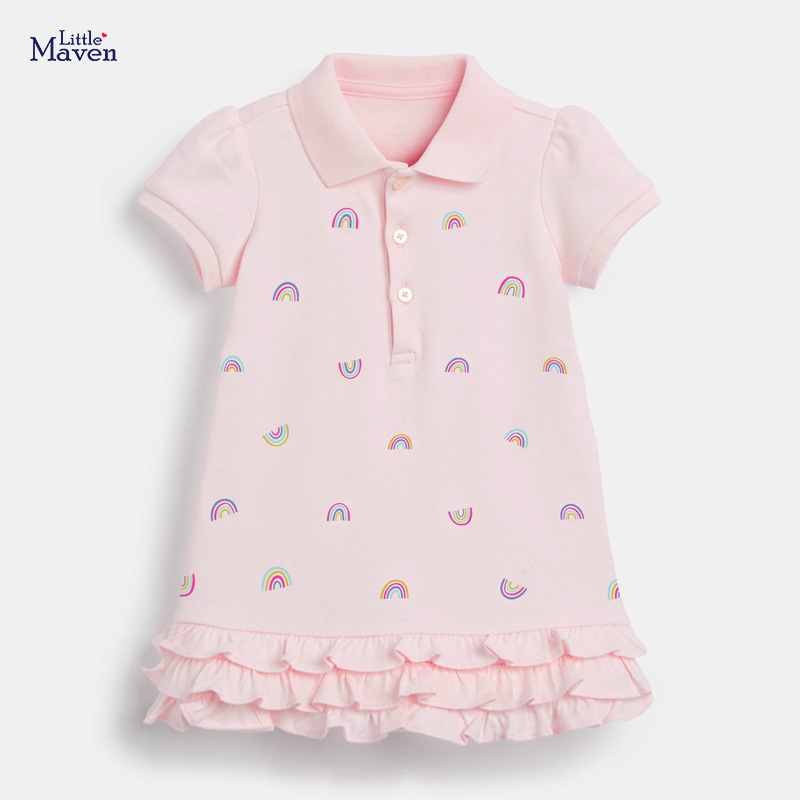 Procesamiento de vestidos personalizados de verano nuevos vestidos de niños europeos y estadounidenses vestidos de niñas de color claro vestidos de niños de punto casuales vestidos de niños