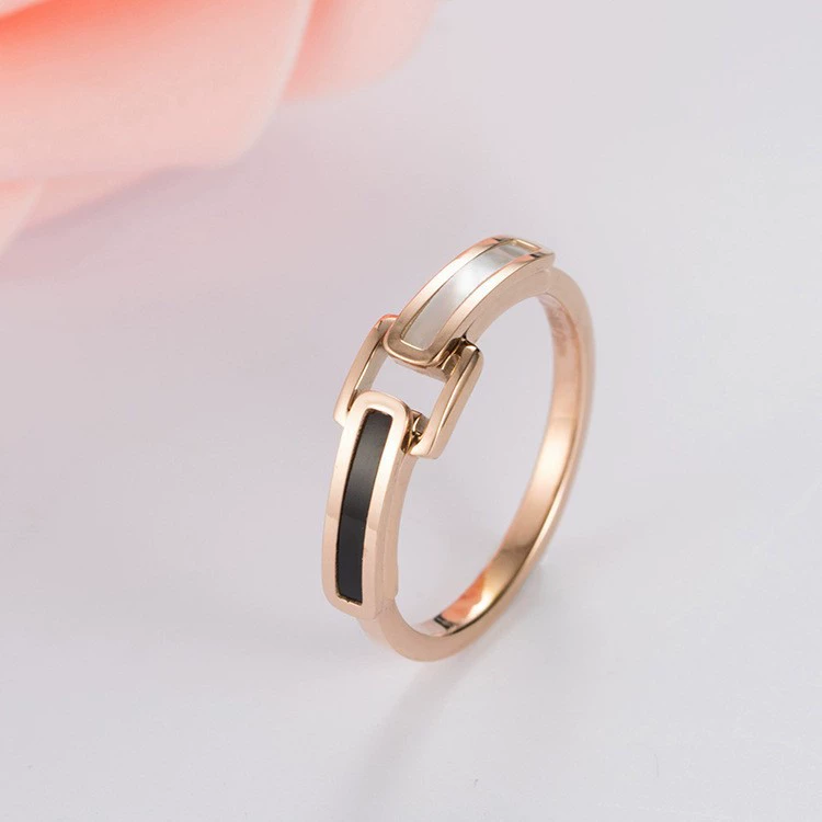 Fashionable ring stainless steel, golden belt, buckle, (Cross-border trading), pink gold