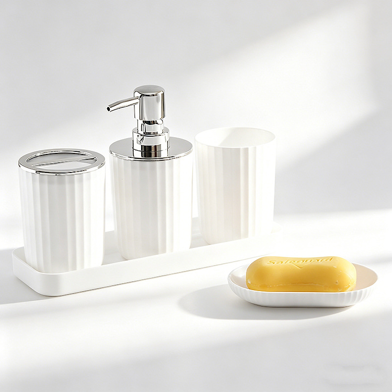 Juego de Accesorios de Baño de Bambú de Plástico