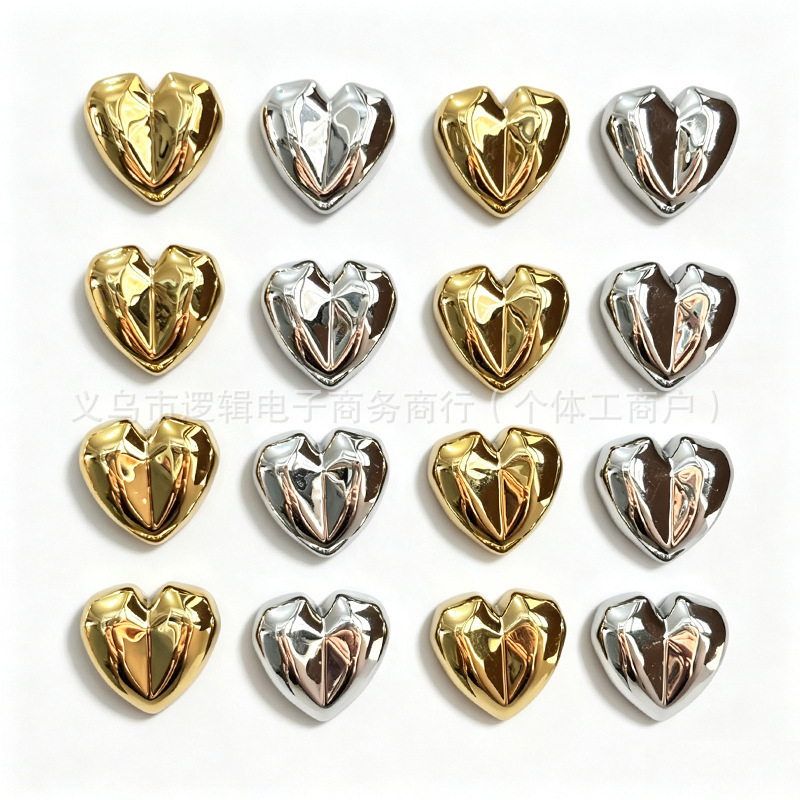 New cross-border resin DIY refrigerator magnets, electroplated gold and silver heart series, home and kitchen decorative magnetic stickers