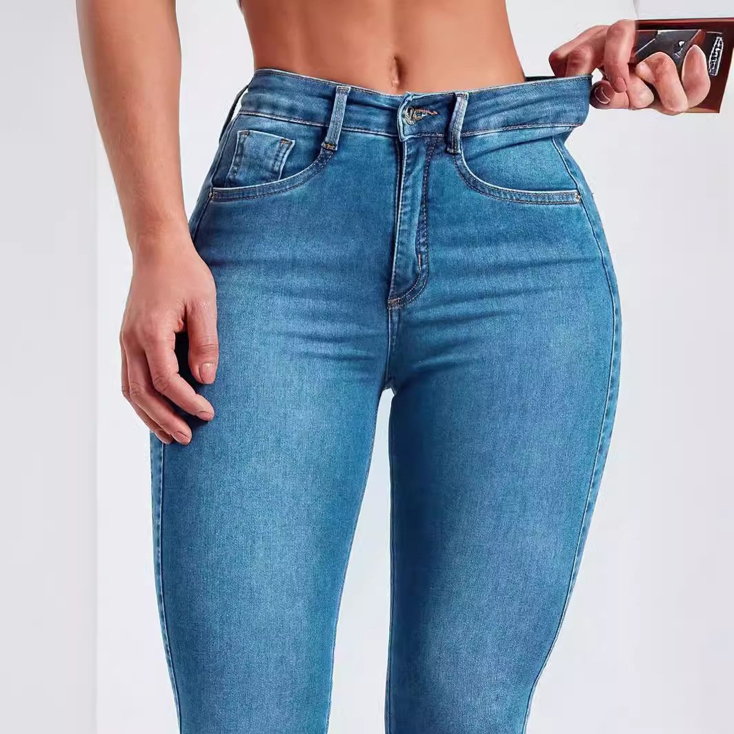 Europa y los Estados Unidos transfronterizos 2025 nuevo comercio exterior de Amazon bolsas delgadas pantalones elásticos de cintura alta jeans mujeres