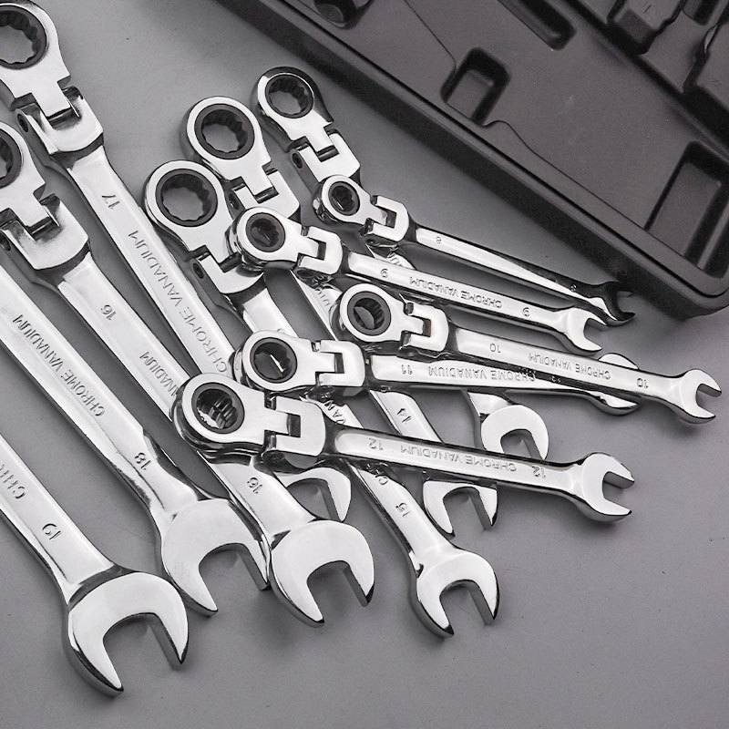 12pc llave de trinquete de doble propósito herramienta de reparación de automóviles de cabeza fija móvil 72 dientes juego de llave de trinquete de 12 piezas