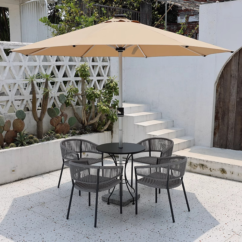 Mesas y sillas al aire libre, tienda de té con leche al aire libre, salón de café, ocio, impermeable, protector solar, jardín, balcón, combinación de ratán