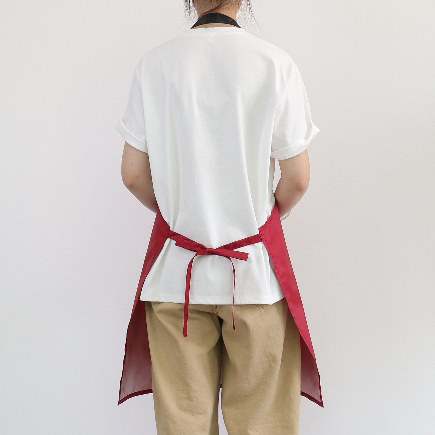 Amazon rojo delantal halter dos bolsillos grandes restaurante camarero ropa de trabajo hogar cocina delantal impermeable