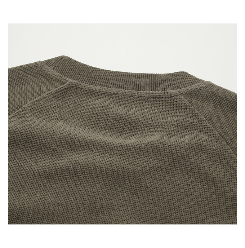 登爵男装日系格子插肩袖圆领套头卫衣男情侣宽松束口插袋潮牌上衣