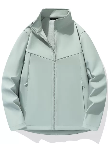 Three-proof fabric outdoor softshell jacket with a stand-up collar, fashionable and durable, suitable for sports and casual wear, available in a couple's style