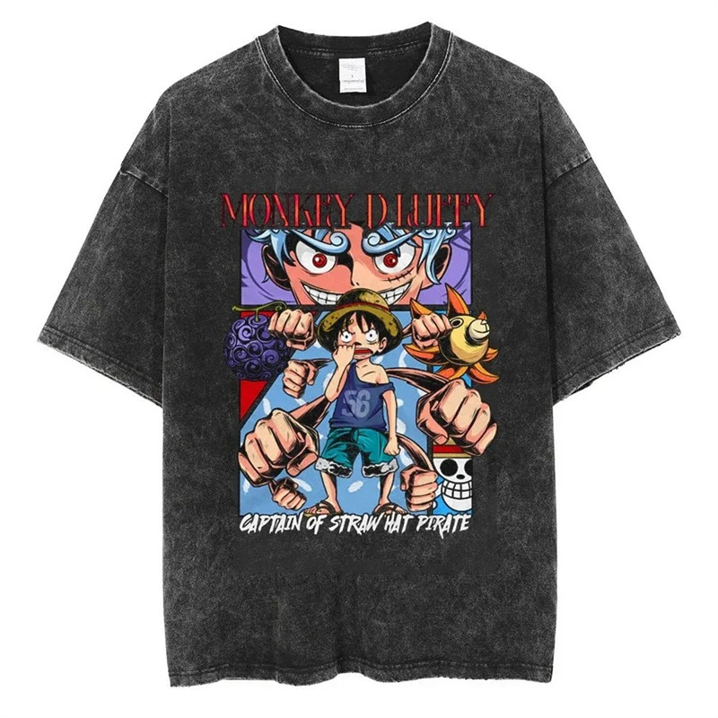 Pr New Street 2025 Women's Stand Japanese Independent Retro Clothing Men's Anime Loose Foreign Trade T-Shirt Harajuku