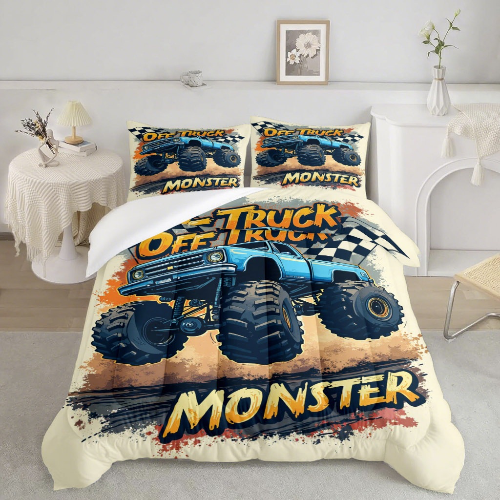 TEMU / JIT nuevo camión 3D impresión digital suave transpirable 180gms colcha colchón conjunto para diseñar