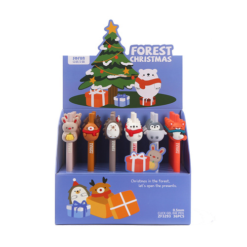 CFL Stationery Christmas Series Silicone Reindeer Penguin Hedgehog Teddy Bear Neutral Pen Halloween Pumpkin Cute Rabbit Neutral Pen