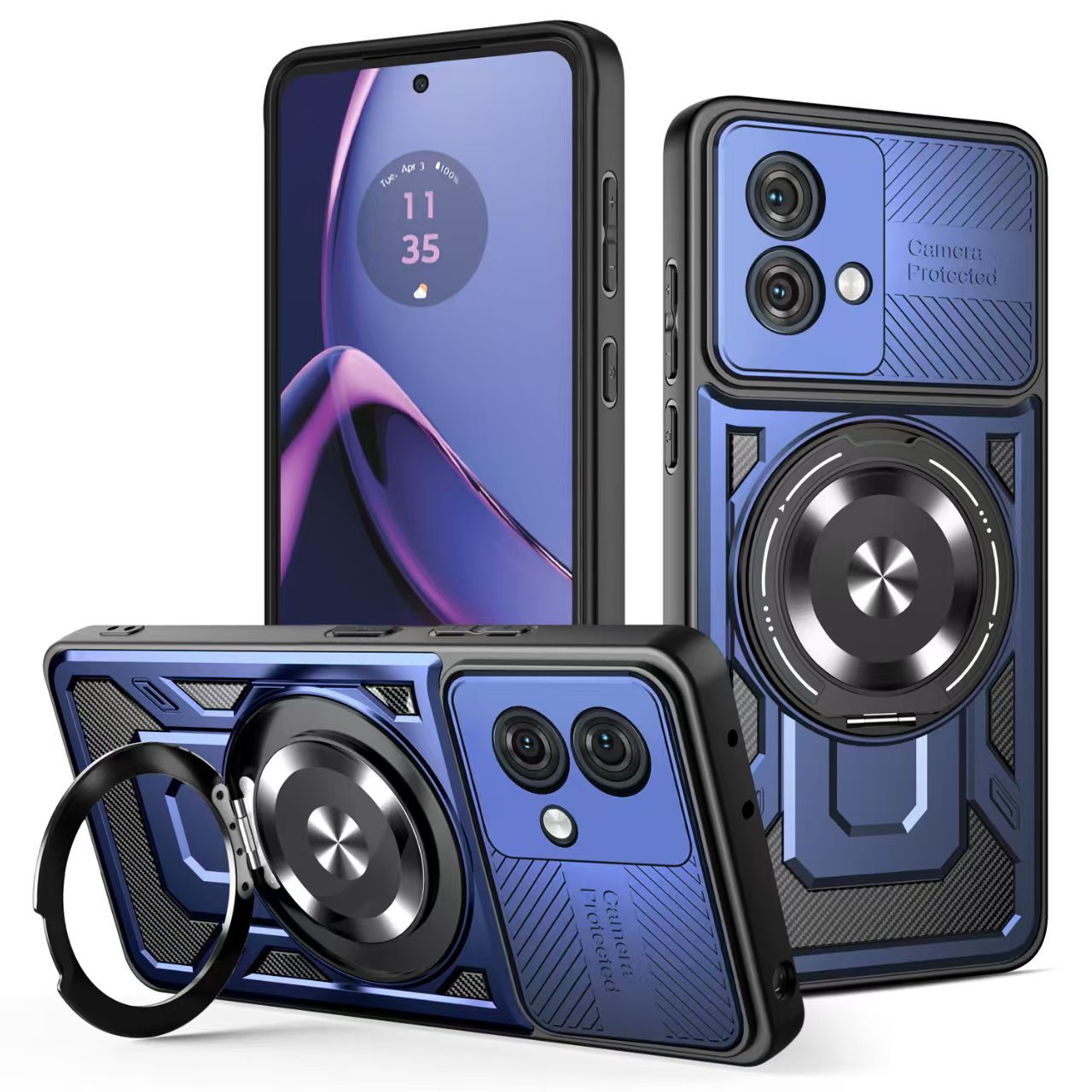 Aplicable MOTO G84 Youjia funda para teléfono móvil G54 descompresión giratoria 360 soporte magnético dos en uno funda protectora anti-caída image 6