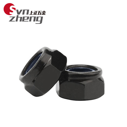 M2M2.5M3M4M5M6M8M10M12 iron galvanized black nylon lock nut black zinc hexagonal lock nut