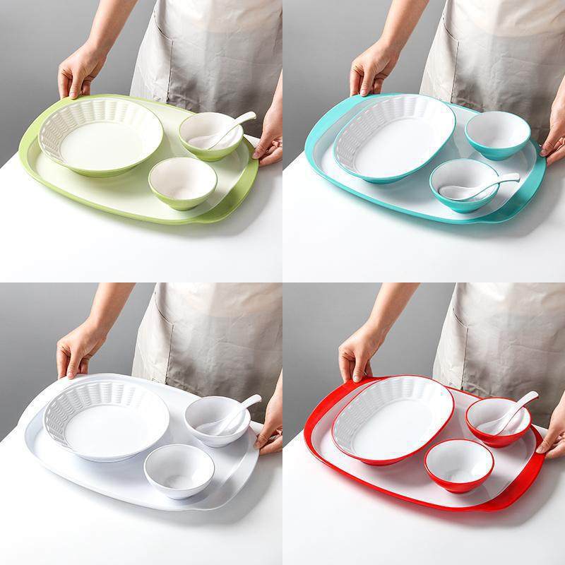 密胺盘子中式自选自助称重快餐盘塑料小吃碟食堂盖饭餐具套餐商用