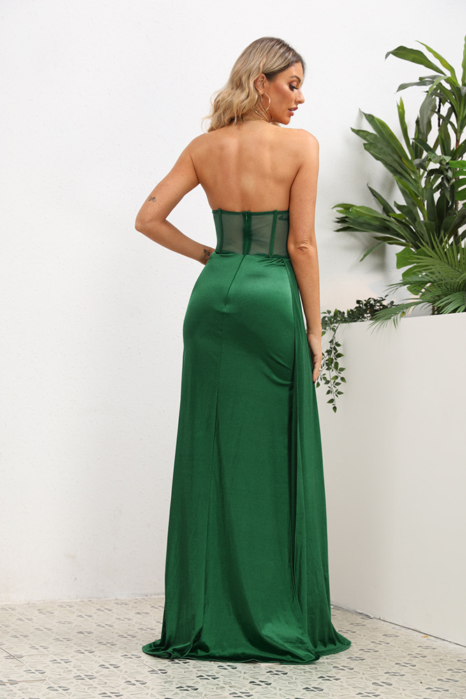Party Dress Sexy Strapless Sleeveless Solid Color Maxi Long Dress Party display picture 4