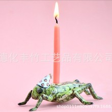 蚱蜢/蟋蟀蛋糕装饰 手工制作瓷器雕像收藏传家宝艺术品 生日烛台