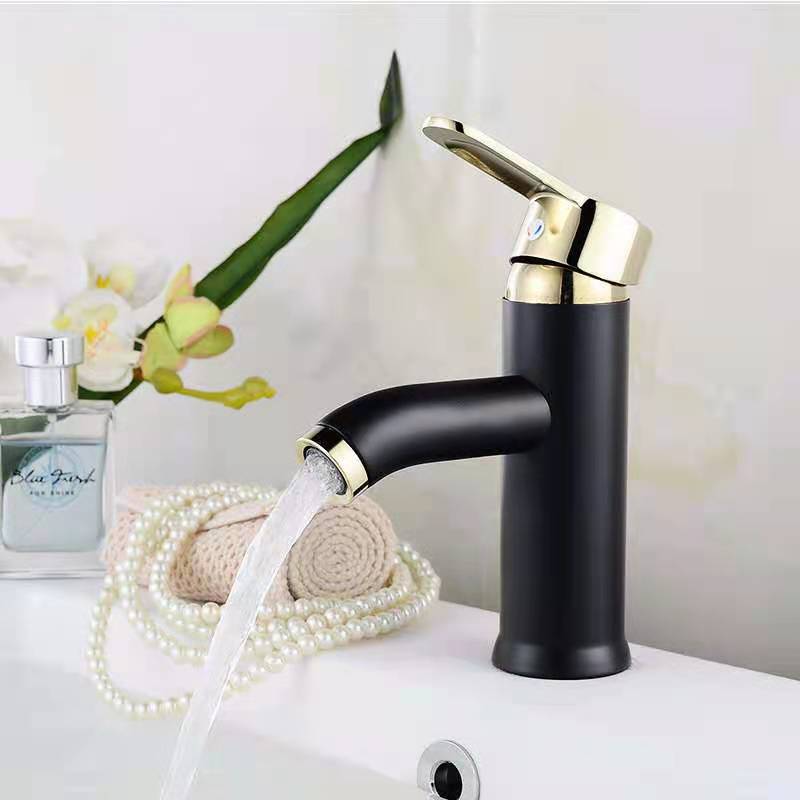 Stainless steel black hot and cold faucet European-style paint counter basin wash basin faucet bathroom wash basin faucet