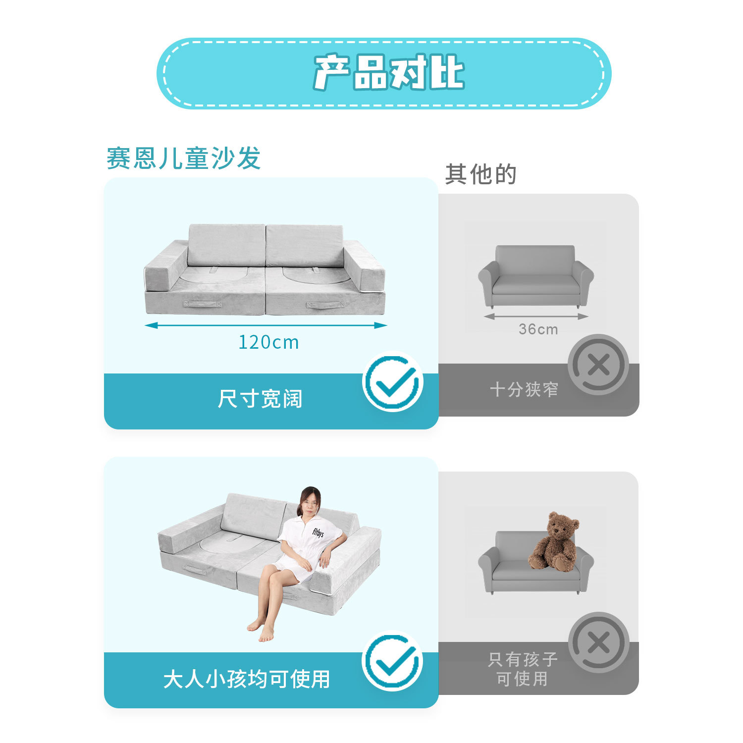 Sofá cama de explosión transfronteriza sofá retráctil multifuncional puzzle infantil DIY empalme sofá esponja personalizado
