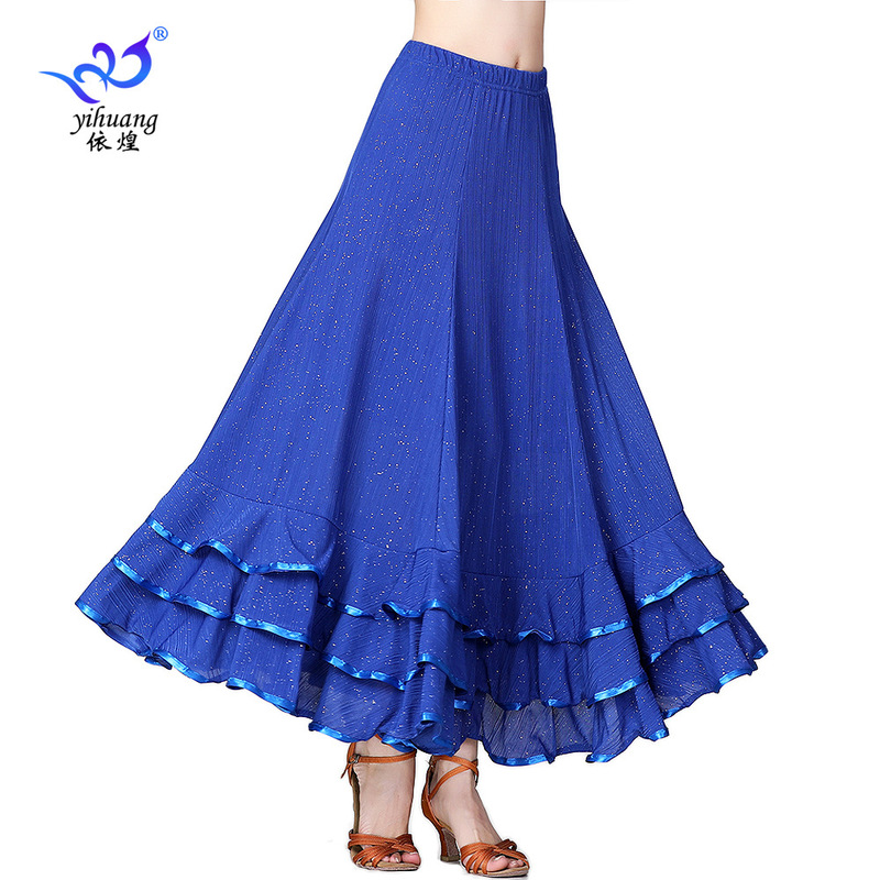 Red royal blue Modern ballroom dance skirt for women Dance practice