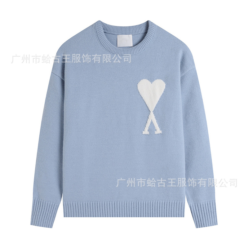 AMI ANCIENT 秋冬新款男女情侣休闲圆领毛衣提花爱心保暖针织上衣|undefined