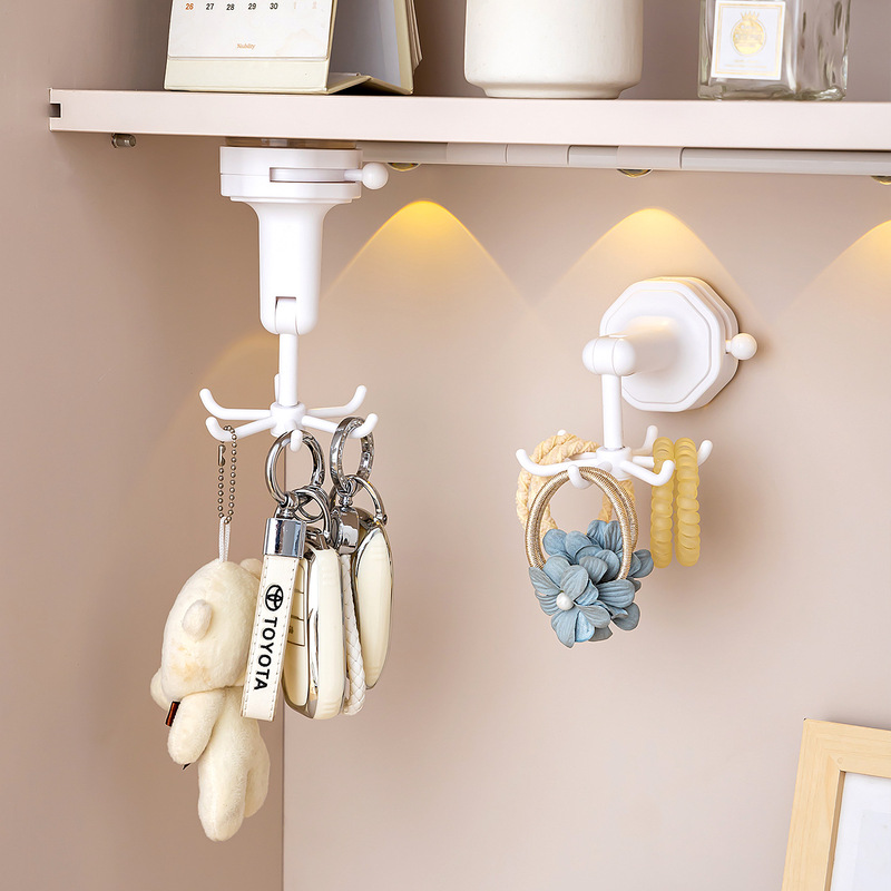 Suction Cup Rotating Jewelry Hook for Entryway Door, Creative No-Drill Wall-Mounted Key Holder, Bag Storage, Small Item Hanger