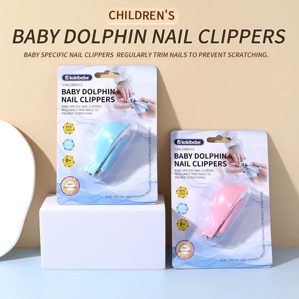 English suction card baby nail clippers cartoon cute dolphin nail clippers newborn baby anti-pinch nail clippers