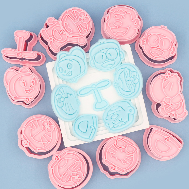 Molde para galletas de Doraemon, molde de simulación 3D de dibujos animados, molde para repostería infantil, herramienta de bricolaje para fondant, molde para galletas y pasteles