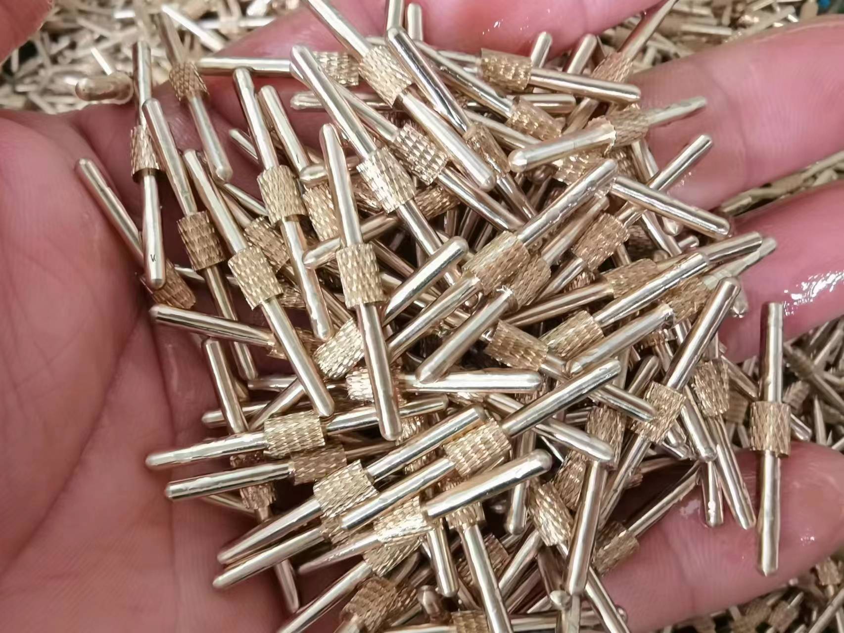 电镀铜针，电镀插针，滚花针脚，压花铜针，压花插针