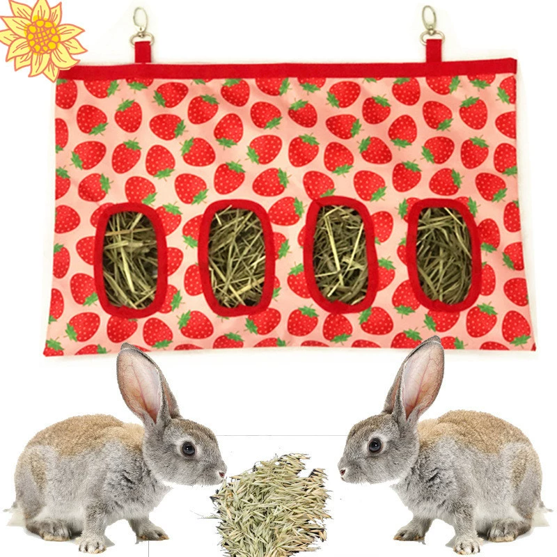 Сумка для сена кролика Сумка для кормления кролика Голландская мышь Сумка для кормления маленьких домашних животных Сумка для кормления кролика Сумка для кормления с четырьмя отверстиями