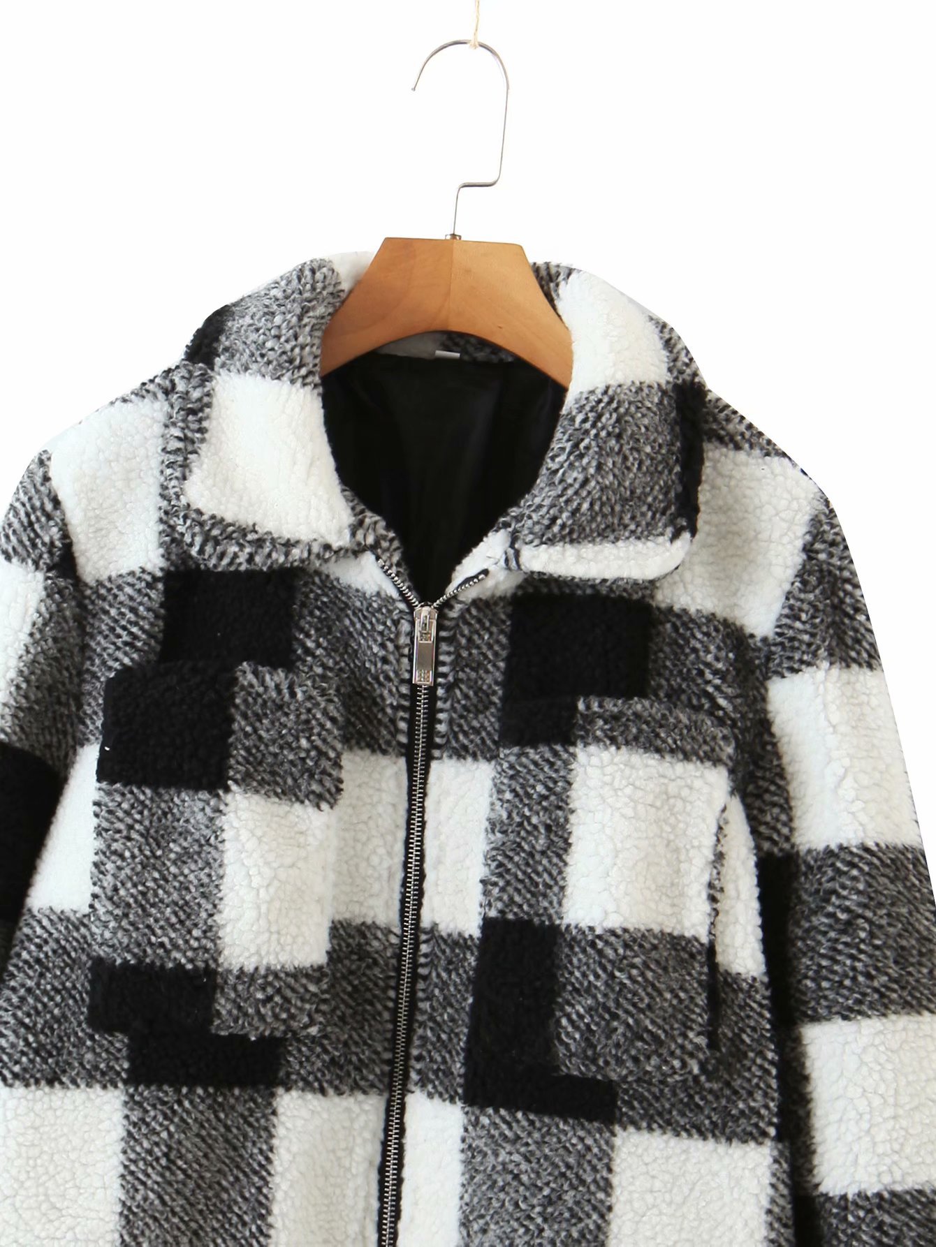 autumn lapel plaid lamb wool jacket nihaostyles wholesale clothing NSAM82298