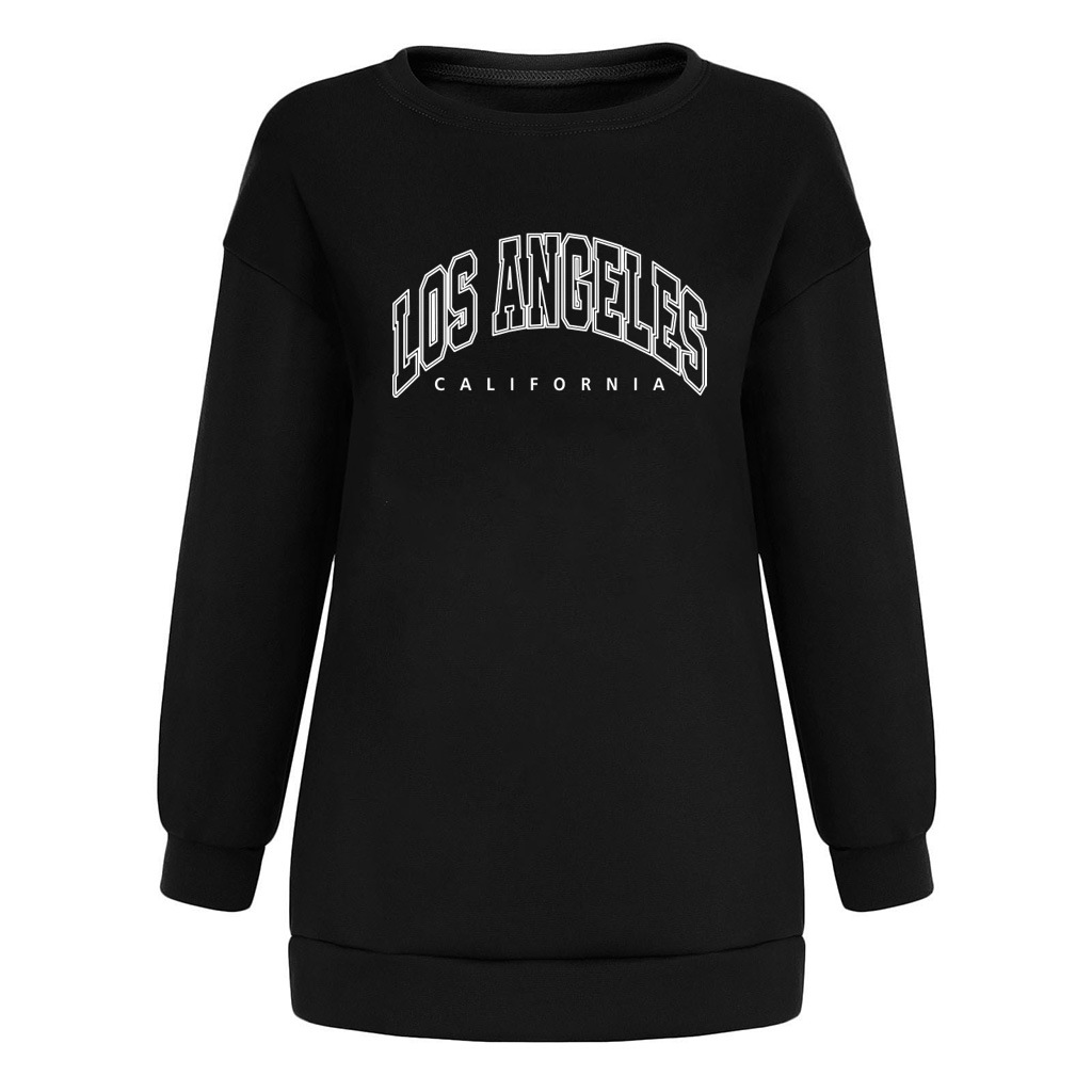 Letter Print Women Drop Shoulder plus Size  round Neck Fleece Sweatshirt - Hoodies & Sweatshirts - Uniqistic.com