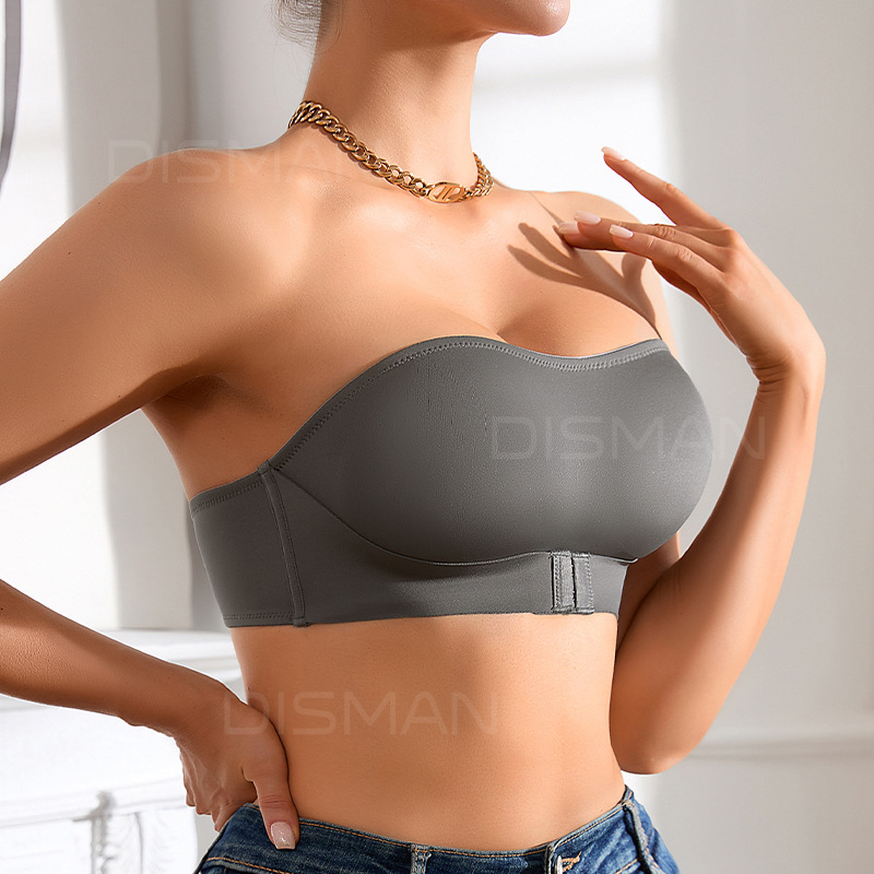 European and American Front Button Bra, Strapless, Non-Falling, Beautiful Back, Non-Slip, Invisible, Traceless Tube Top, Push-Up Breathable Bra, Thin Style