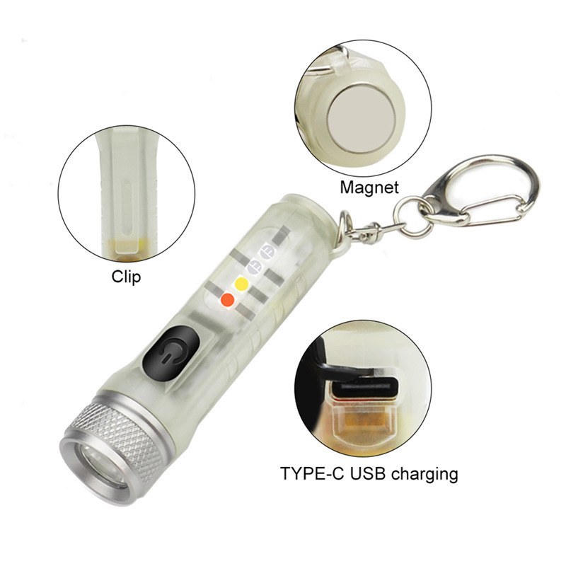 Mini Small Clip Flashlight Strong Light Charging White Red Blue Violet Money Detector Lamp Outdoor Keychain Gift Flashlight
